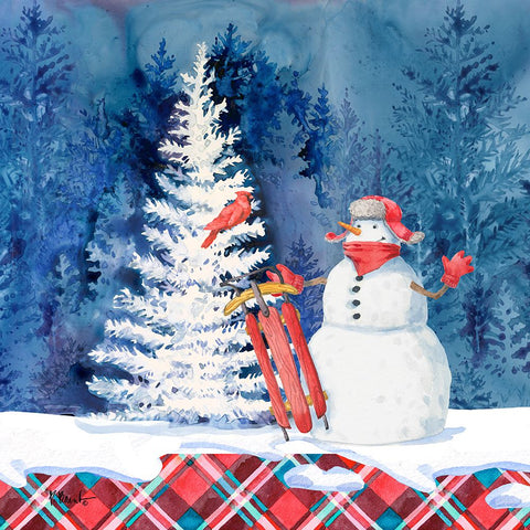 Frosted Snowman IV White Modern Wood Framed Art Print with Double Matting by Brent, Paul