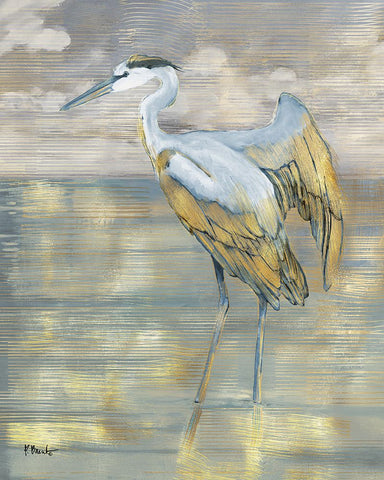 Golden Blue Heron Black Modern Wood Framed Art Print by Brent, Paul