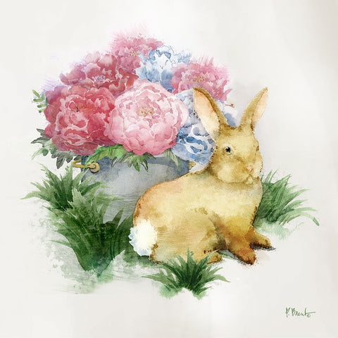 Floral Rabbit I Black Modern Wood Framed Art Print by Brent, Paul