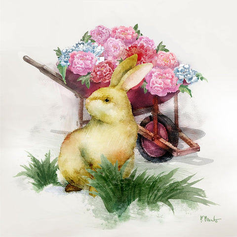 Floral Rabbit II Black Modern Wood Framed Art Print by Brent, Paul