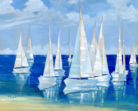 Blanco Beach Sailboats Black Modern Wood Framed Art Print by Brent, Paul