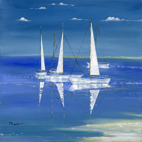 Serenity Sailboats Black Modern Wood Framed Art Print by Brent, Paul