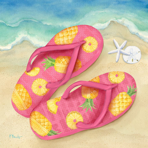 Fruity Flip Flops I White Modern Wood Framed Art Print with Double Matting by Brent, Paul