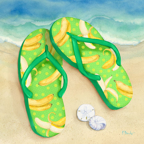 Fruity Flip Flops II White Modern Wood Framed Art Print with Double Matting by Brent, Paul