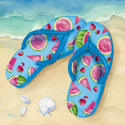 Fruity Flip Flops III White Modern Wood Framed Art Print with Double Matting by Brent, Paul