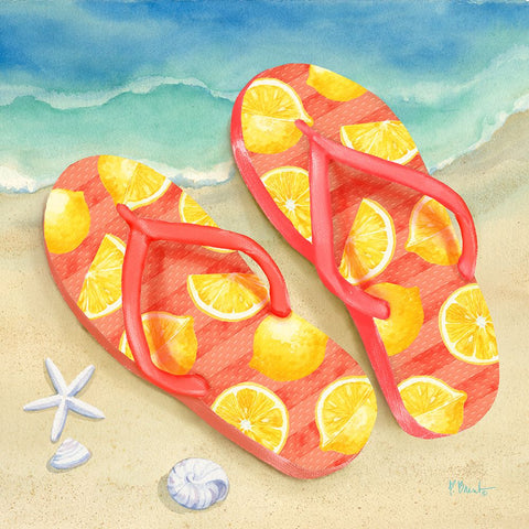 Fruity Flip Flops IV Black Modern Wood Framed Art Print by Brent, Paul