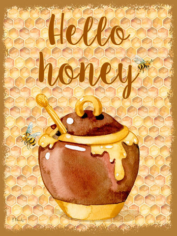 Honey Pot Vertical - Honeycomb White Modern Wood Framed Art Print with Double Matting by Brent, Paul