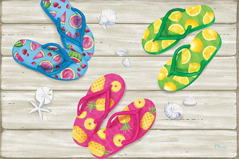 Fruity Flip Flops Horizontal II White Modern Wood Framed Art Print with Double Matting by Brent, Paul