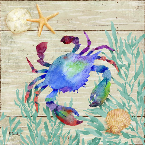 Seagrove Crab I White Modern Wood Framed Art Print with Double Matting by Brent, Paul