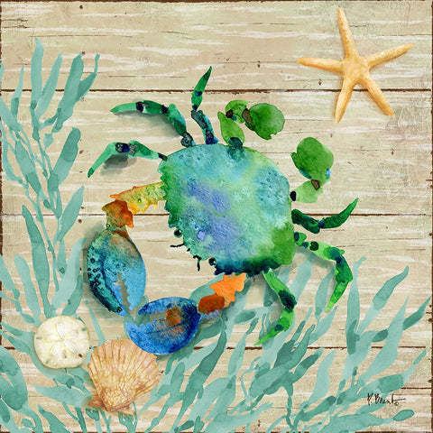 Seagrove Crab II White Modern Wood Framed Art Print with Double Matting by Brent, Paul