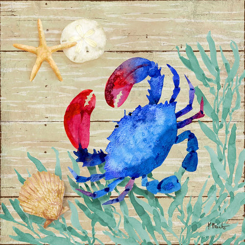 Seagrove Crab IV White Modern Wood Framed Art Print with Double Matting by Brent, Paul