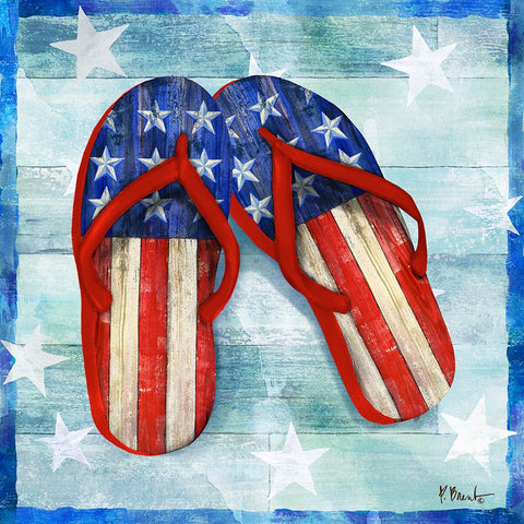 Freedom Flip Flops I White Modern Wood Framed Art Print with Double Matting by Brent, Paul