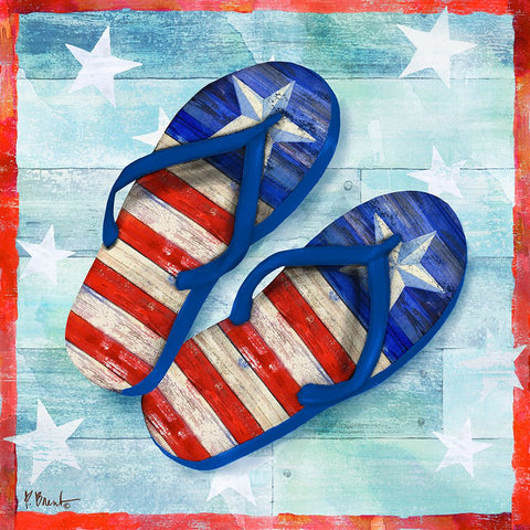 Freedom Flip Flops II White Modern Wood Framed Art Print with Double Matting by Brent, Paul