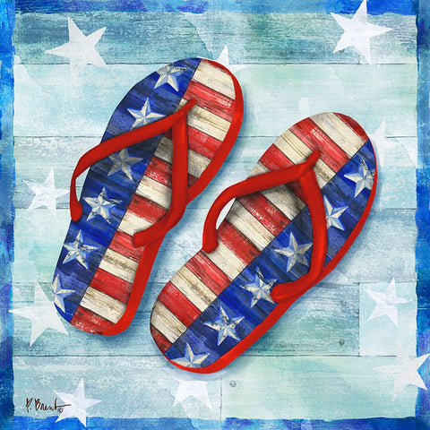 Freedom Flip Flops IV White Modern Wood Framed Art Print with Double Matting by Brent, Paul