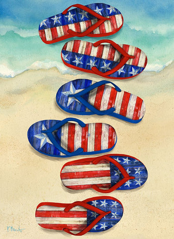 Freedom Flip Flops Vertical - Beach Black Modern Wood Framed Art Print by Brent, Paul