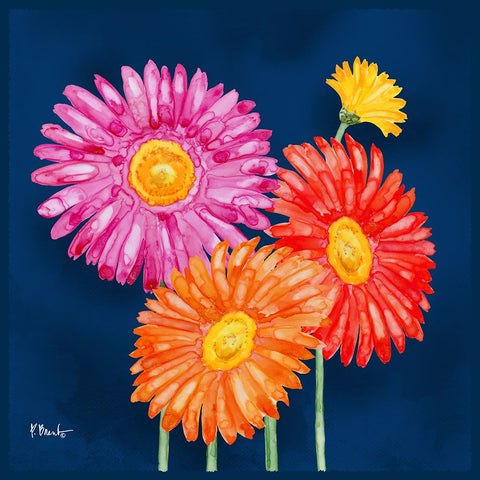 Helena Daisies I White Modern Wood Framed Art Print with Double Matting by Brent, Paul