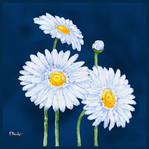 Helena Daisies III White Modern Wood Framed Art Print with Double Matting by Brent, Paul