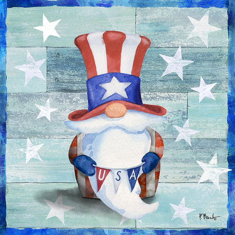 Freedom Gnome II White Modern Wood Framed Art Print with Double Matting by Brent, Paul