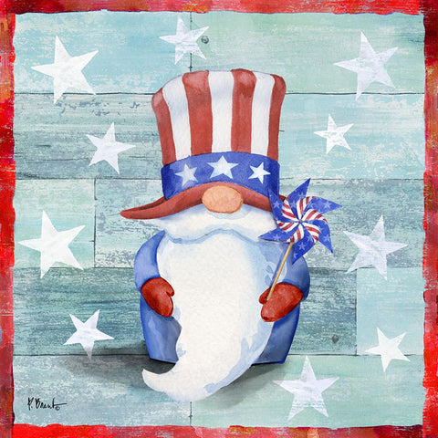 Freedom Gnome III White Modern Wood Framed Art Print with Double Matting by Brent, Paul