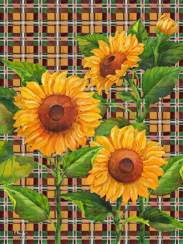 Sunflower Plaid Vertical Black Modern Wood Framed Art Print by Brent, Paul