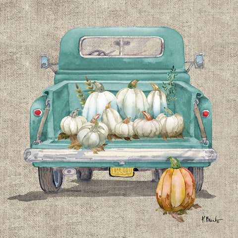 White Pumpkin Truck White Modern Wood Framed Art Print with Double Matting by Brent, Paul