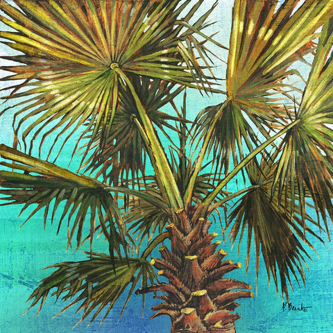 Woodside Palms I - Blue Black Modern Wood Framed Art Print by Brent, Paul