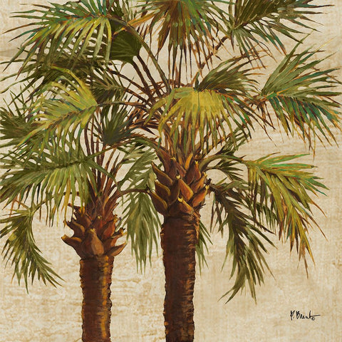 Woodside Palms II White Modern Wood Framed Art Print with Double Matting by Brent, Paul