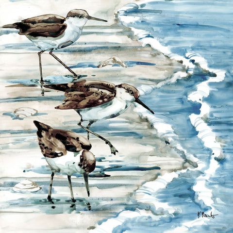 Rockhampton Sandpipers I - Light Black Modern Wood Framed Art Print by Brent, Paul