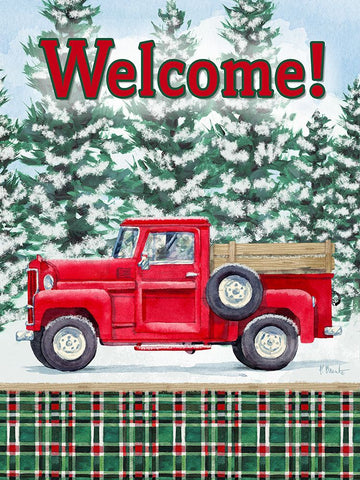 Winter Truck Vertical - Holiday Black Modern Wood Framed Art Print by Brent, Paul