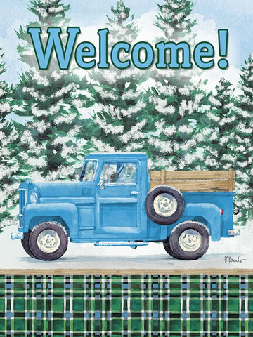 Winter Truck Vertical White Modern Wood Framed Art Print with Double Matting by Brent, Paul