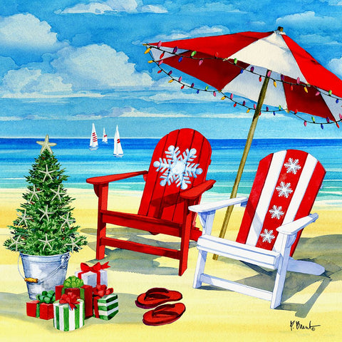 Snowflake Beach White Modern Wood Framed Art Print with Double Matting by Brent, Paul