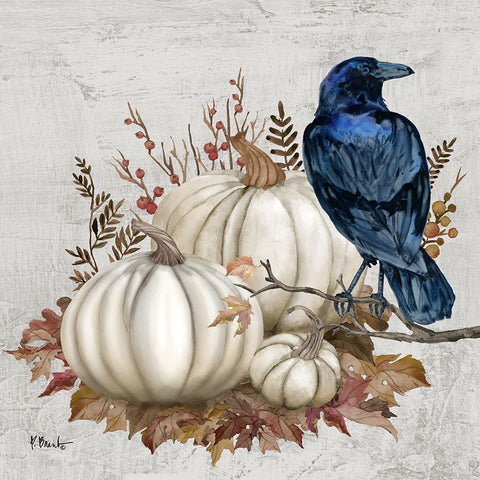 Fall Crow I White Modern Wood Framed Art Print with Double Matting by Brent, Paul