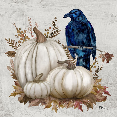 Fall Crow II White Modern Wood Framed Art Print with Double Matting by Brent, Paul