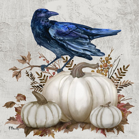 Fall Crow III White Modern Wood Framed Art Print with Double Matting by Brent, Paul