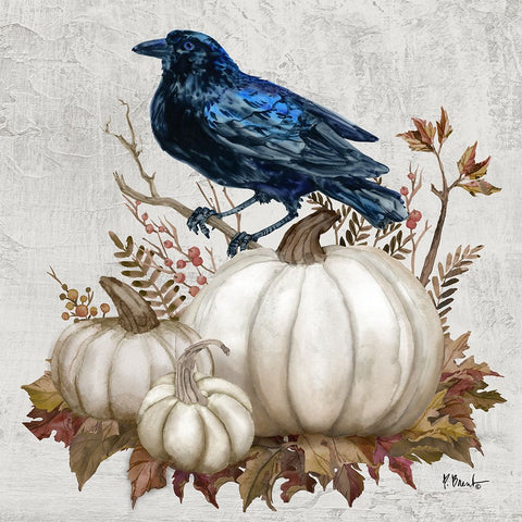 Fall Crow IV White Modern Wood Framed Art Print with Double Matting by Brent, Paul