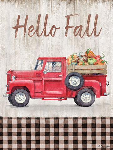 Truckin Into Fall Vertical II Black Modern Wood Framed Art Print by Brent, Paul