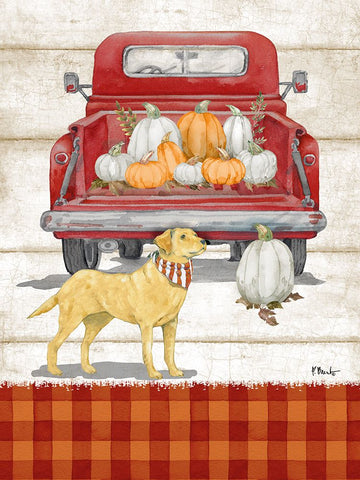 Pup-kin Truck White Modern Wood Framed Art Print with Double Matting by Brent, Paul