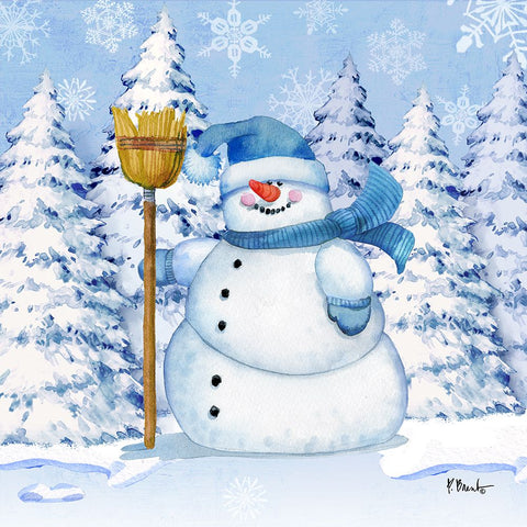 Icy Snowman V White Modern Wood Framed Art Print with Double Matting by Brent, Paul