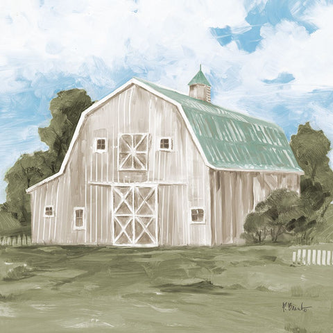 Patina Barn IV White Modern Wood Framed Art Print with Double Matting by Brent, Paul