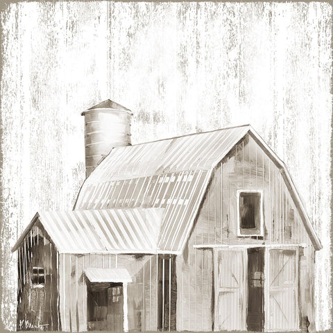 White Wood Barn III Black Ornate Wood Framed Art Print with Double Matting by Brent, Paul