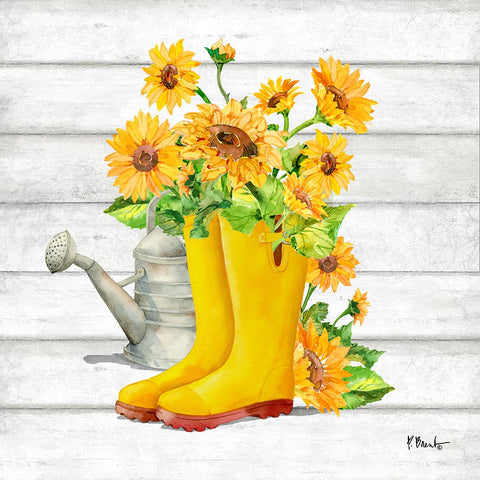 Floral Rain Boots II Black Modern Wood Framed Art Print by Brent, Paul