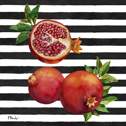 Pomegranate Bunch III - Stripes Black Modern Wood Framed Art Print by Brent, Paul