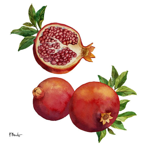 Pomegranate Bunch III White Modern Wood Framed Art Print with Double Matting by Brent, Paul