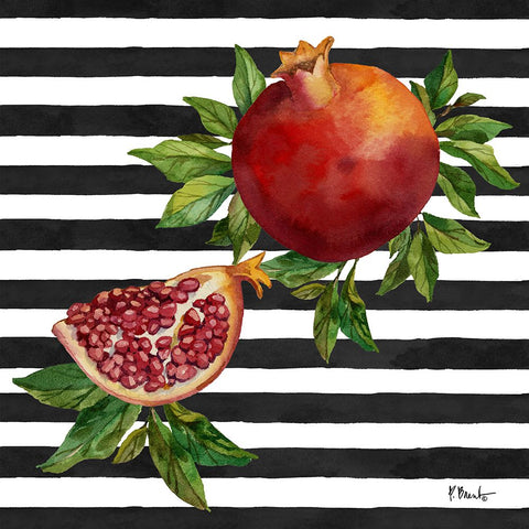 Pomegranate Bunch IV - Stripes Black Modern Wood Framed Art Print by Brent, Paul