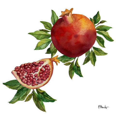 Pomegranate Bunch IV White Modern Wood Framed Art Print with Double Matting by Brent, Paul