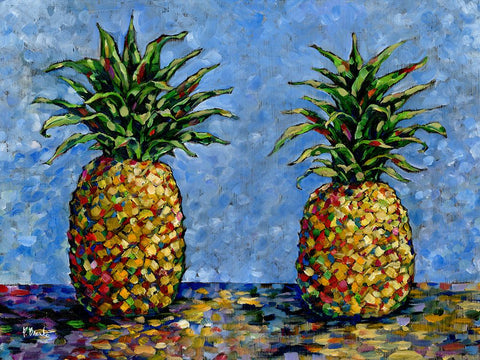 Impressions of Pineapples Horizontal Black Ornate Wood Framed Art Print with Double Matting by Brent, Paul