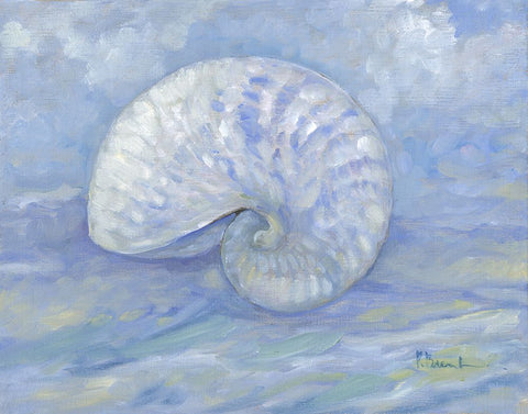 Impressions of Shells III - Nautilus White Modern Wood Framed Art Print with Double Matting by Brent, Paul