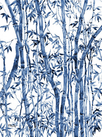 Bamboo Grove Vertical - Blue Black Modern Wood Framed Art Print by Brent, Paul