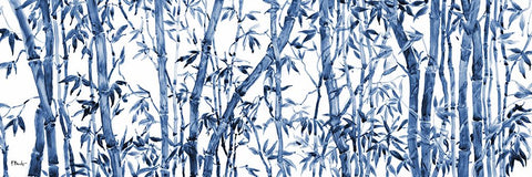 Bamboo Grove Horizontal - Blue Black Modern Wood Framed Art Print by Brent, Paul