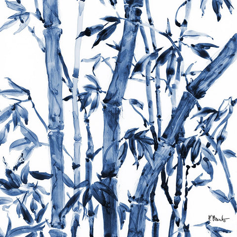 Bamboo Grove II - Blue Black Modern Wood Framed Art Print by Brent, Paul